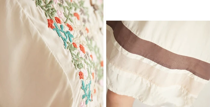 Европейский стиль весна осень-лето модное вышитое летучая мышь рукав цветы свободное женское цельнокроеное платье