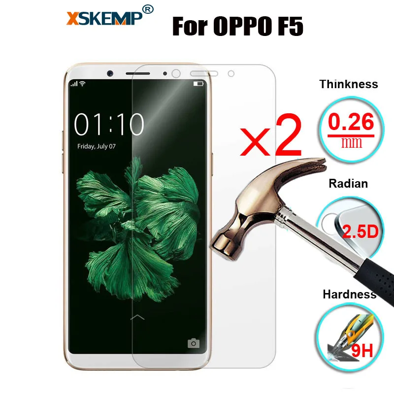 XSKEMP 2Pcs/Lot Explosion Proof Screen Protector For OPPO F5 9H Premium