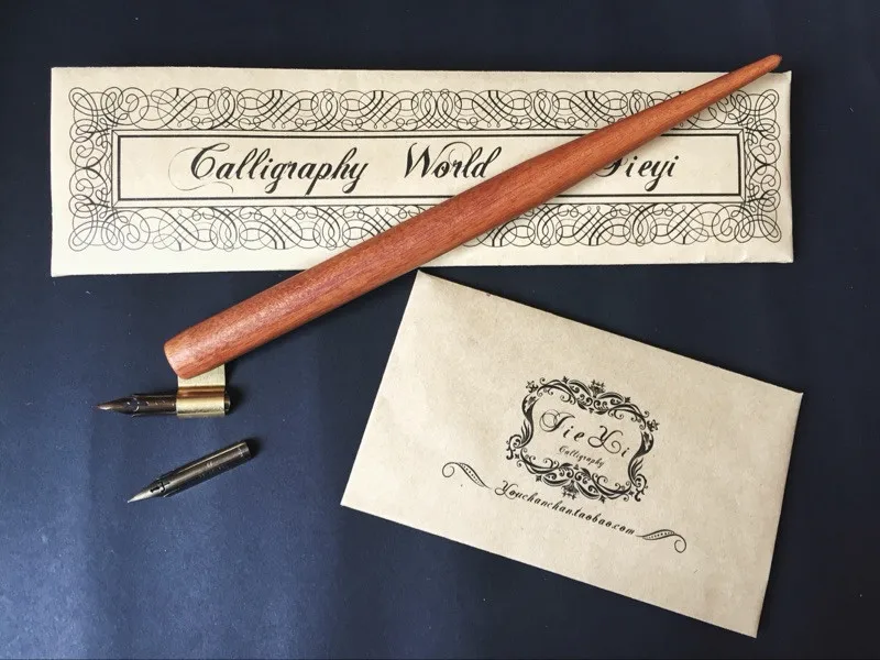 Handmade Solid Wood Copperplate Script Oblique Dip Pen Nib Holder Best