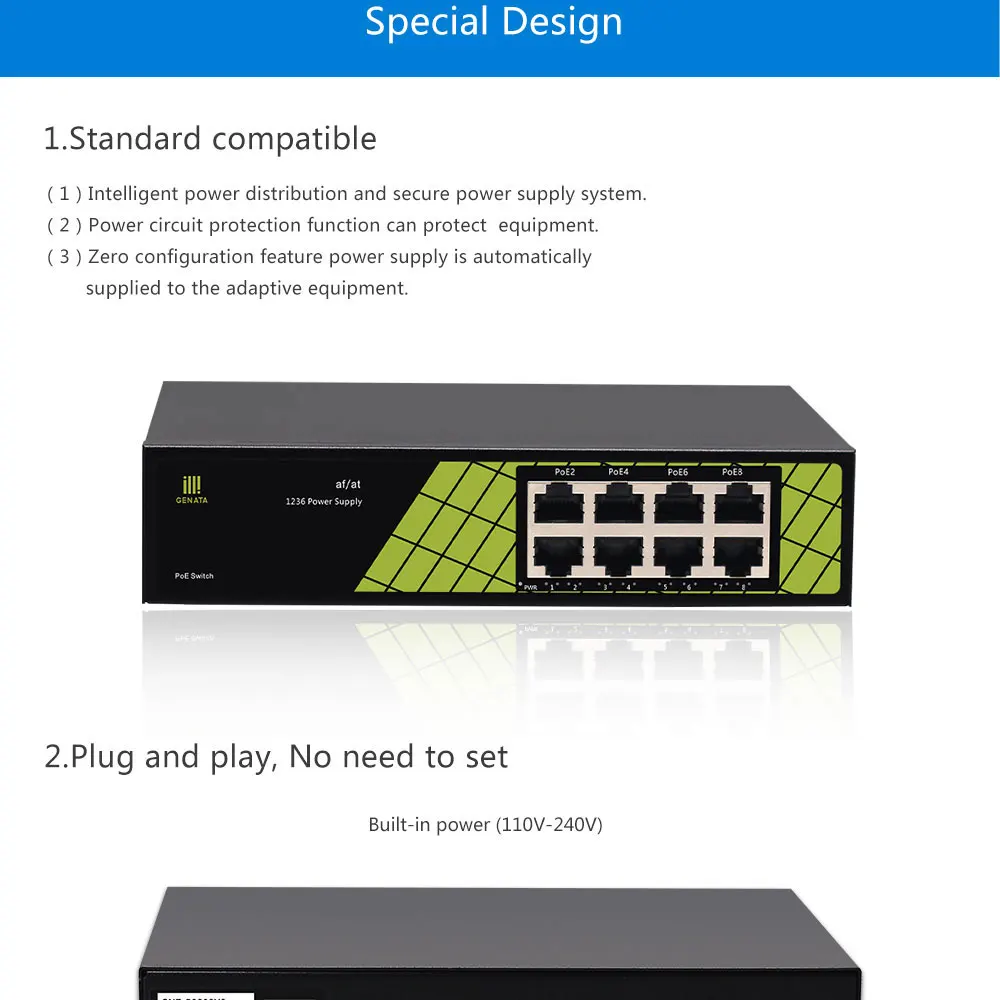 Завод 10/100 Мбит 8-портовый промышленный ethernet умный сетевой переключатель POE для наблюдения Камера