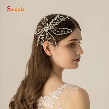 

Silver Chain Flower Headband Charming Big Flower Headpiece with Crystals Bridal Headwear Wedding Hair Accessories H276