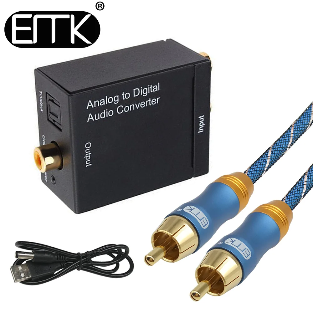 EMK-Analog-To-Digital-Audio-Converter-L-R-RCA-to-Coaxial-Optical-Toslink-SPDIF-output-converter