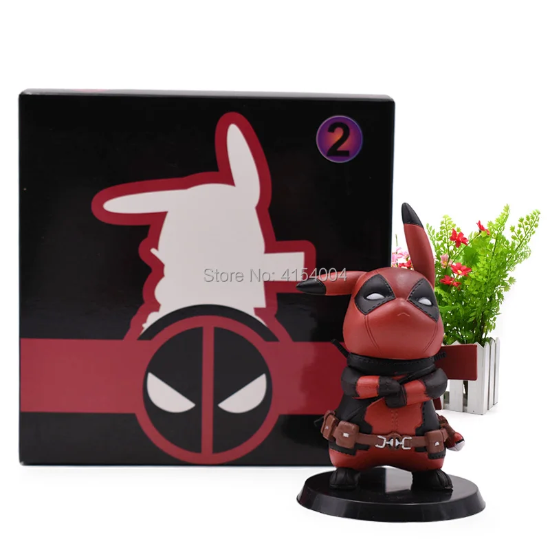 spesifikasi Anime Q Ver Deadpool Pikachu Cosplay Deadpool Action Figure PVC Figurine Koleksi Model Hadiah Natal Mainan untuk Anak