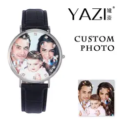 YAZI персонализированные пользовательские кварцевые часы фото бренд ваше собственное изображение мужской часы Уникальный сувенир и