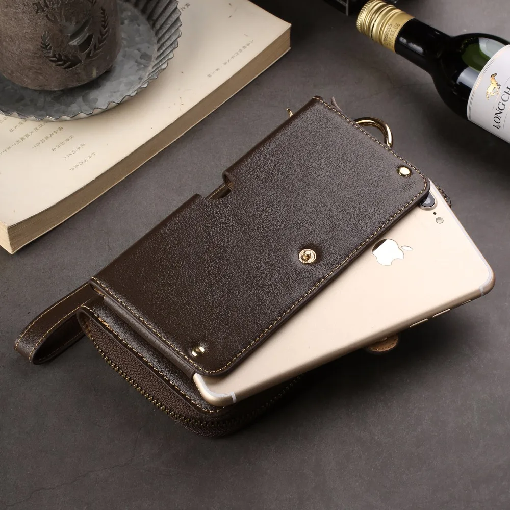 Genuine Cow Leather Wallet Finger Ring Belt Strap Case Pouch For Galaxy M20 M30 S10+ A50 A30,For Sony Xperia 10 XA3,vivo V15 Pro