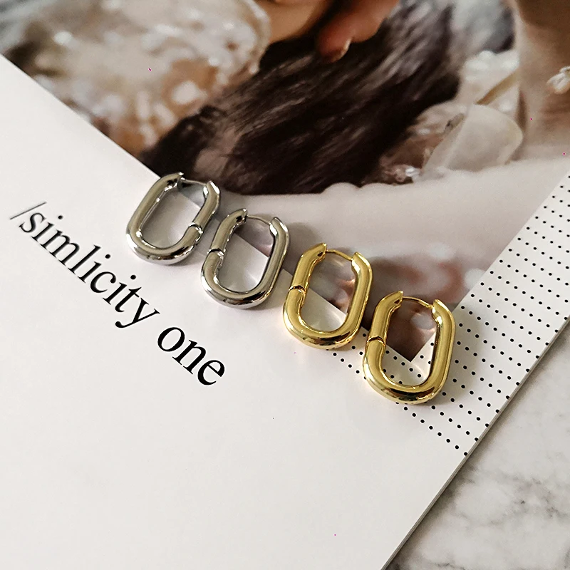 Peri'sBox Best Selling French Gold Chic O Shaped Hoop Earrings Women's Chunky Hoops Geometrical Brass Earrings Minimalist - Image 5