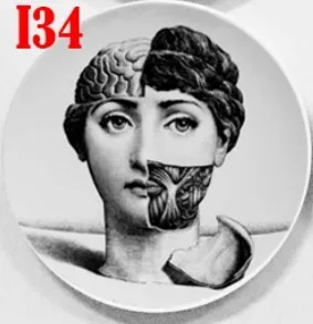 8 дюймов абстрактный Милан керамики Fornasetti настенные тарелки черный и белый иллюстрации висит блюда образец номер украшение для дома и отеля - Цвет: 34