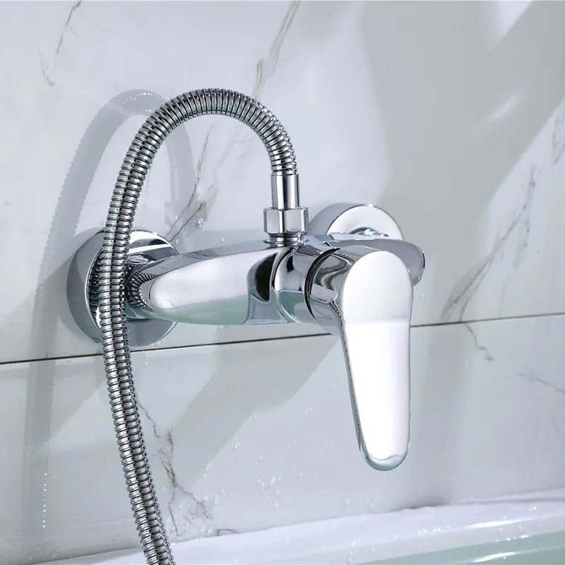 

High Quality Bathroom Shower Faucet Cold and Hot Mixer Tap Body Alloy Surface Chrome Bathtub Mixer Faucet Bathroom Accessories