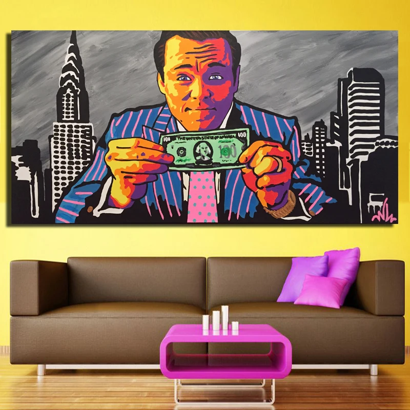 Graffiti Street Art Money And Figure Classical Canvas Painting Wall Art