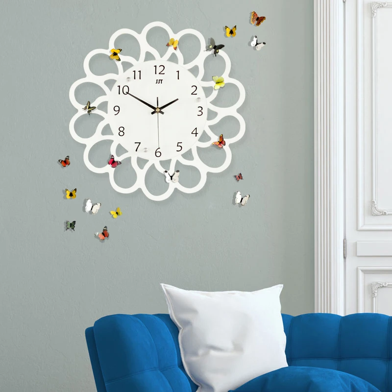 Pastoral Wall Clock Silent Clock Personality Wall Watch Quartz Wall Clocks WHITE  