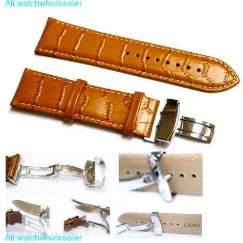24mm Modish Tan All Genuine Leather Unisex Watch Band Straps WB1037E24GB