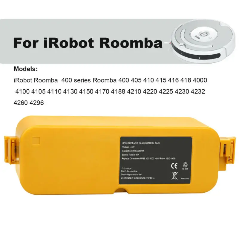 

14.4V 3500mah NI-MH Replacement Battery For IRobot Roomba FloorVac 400 Series 418 4220 4230 4296 410 FMART E-600 R-760 R-830