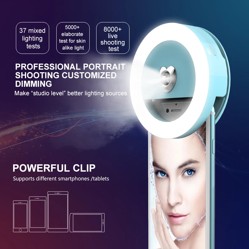 

Beauty Moisturizing LED Selfie Ring Light Nanometer spray humidifier Up Flash Photography Luminous Lamp for iPhone Phone on-clip