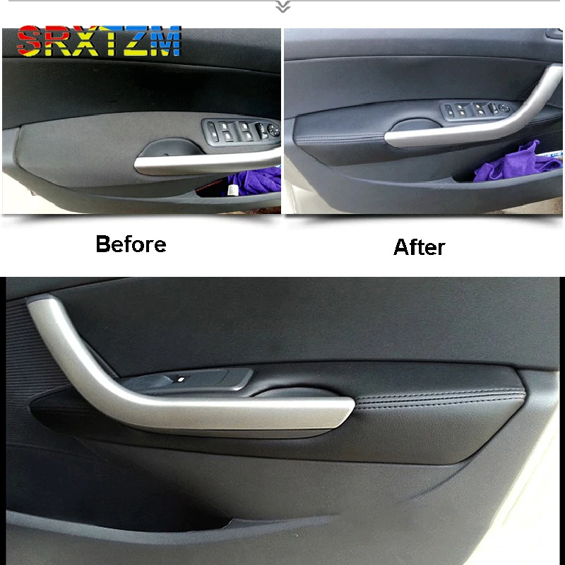 

SRXTZM 4PCS New Microfiber Leather Car Door Armrest Panel Protective Cover For Peugeot 408 2010-2013 Car Accessories Waterproof