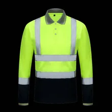 Hi Vis два тона Длинные рукава желтого облегченного отражающая рубашка безопасности рабочая рубашка