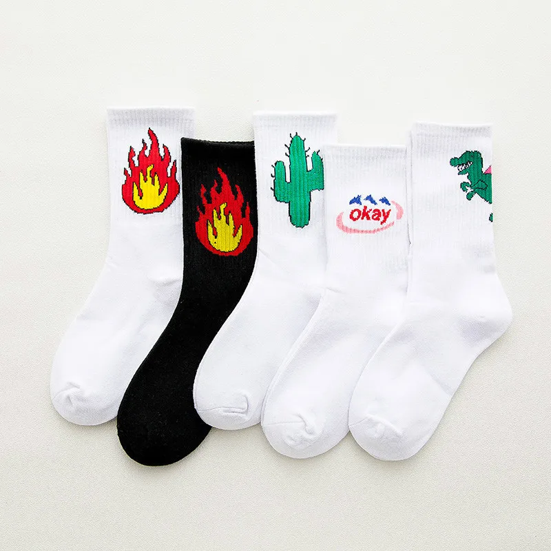 5 Pairs Lot Gift Box Men's Hemp Weed Happy Socks 2019 New Arrival 100% Cotton Male Female Unisex Funny Socks Thermal Crew Socks