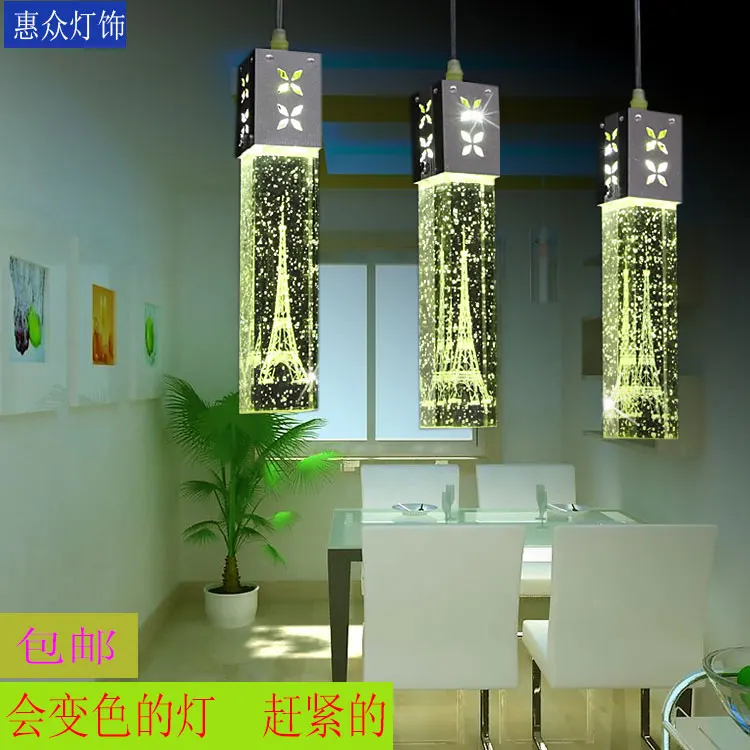 

modern fashion romantic creative Eiffel tower bubble crystal colorful led pendant light for dining room AC 80-265V 3/9/18W 1079