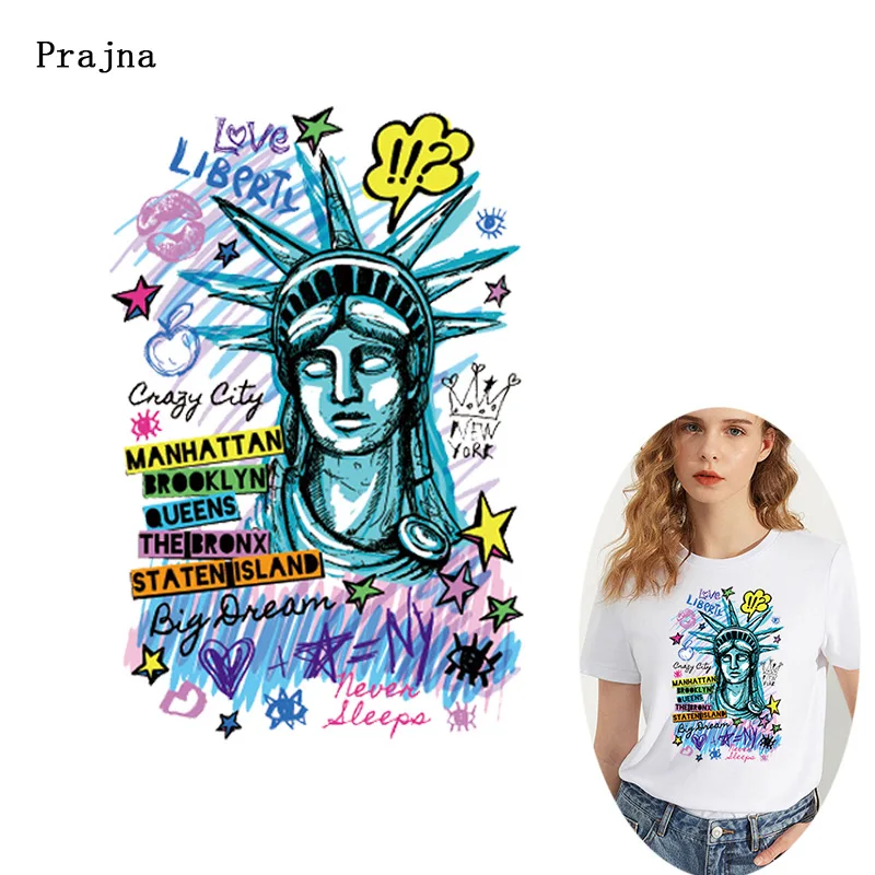 

Prajna Queen Statue Vinyl Transfer For Clothing Printed Iron on Stickers On Clothes Punk Rock Heat Transfer Stripes Accessory F