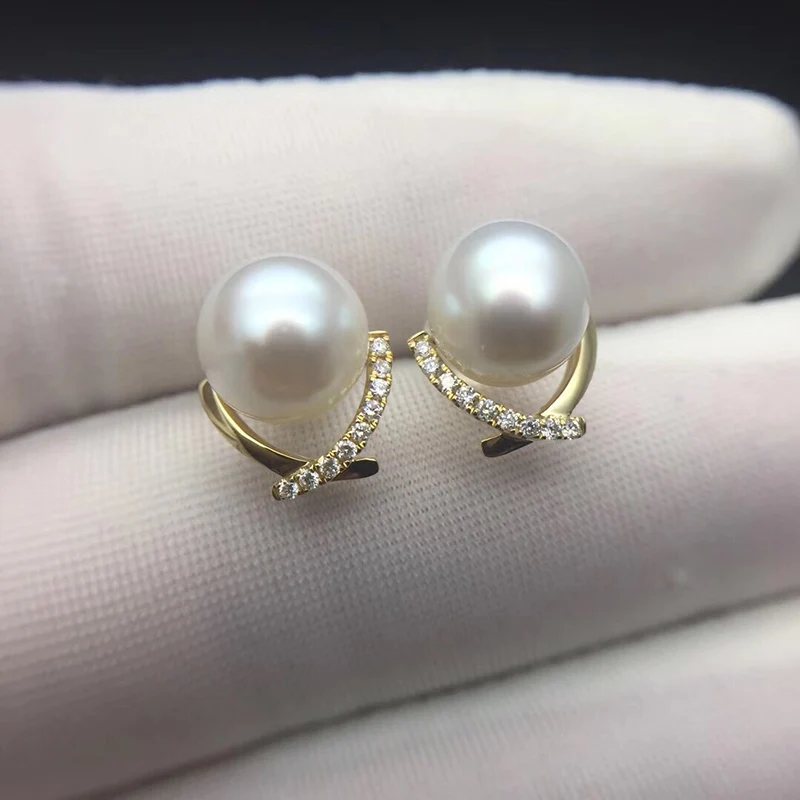 Sinya Diamond Stud earring with Natural southsea pearls in Au750 gold fashion design jewelry for women girls Mum 2018 News gift (7)