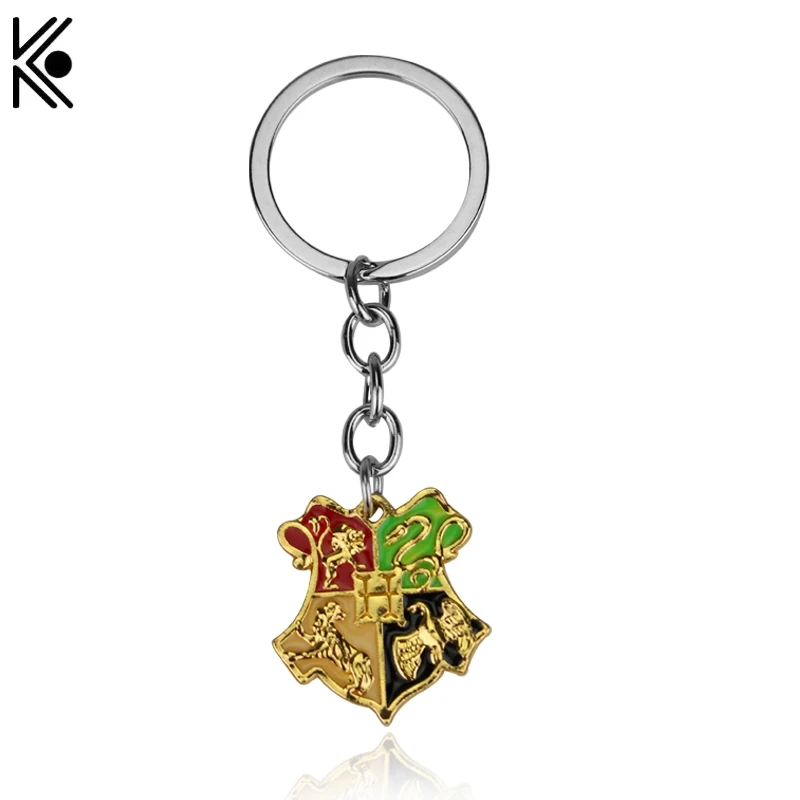 

Hogwarts Gryffindor Hufflepuff Slytherin Ravenctaw School Logo Keychain&Pendants Badge Keyrings Holder Movie Jewelry Cheap Price