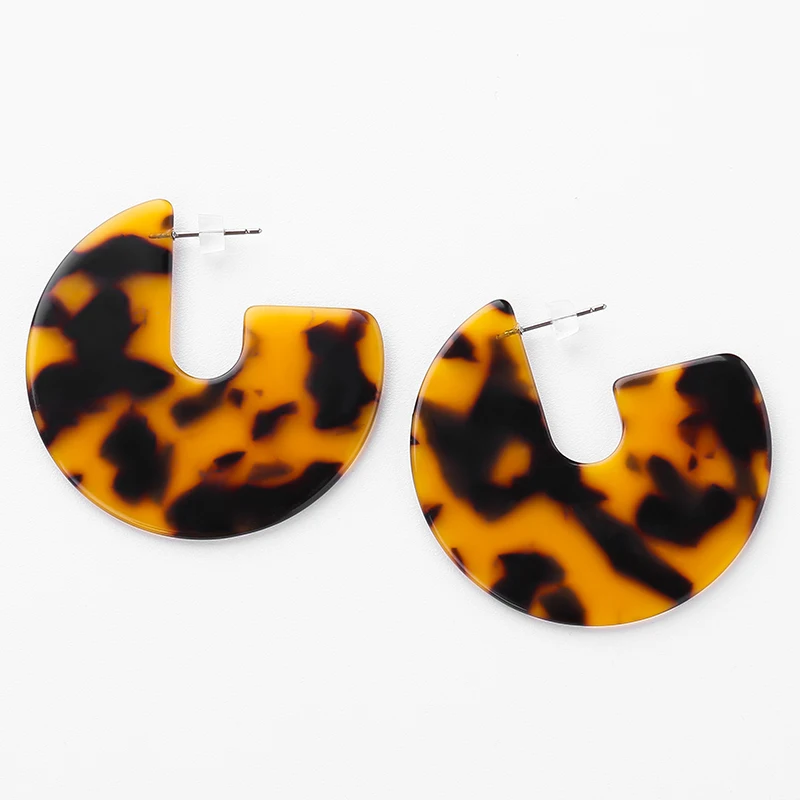 

New Trendy Acetate Acrylic Tortoiseshell Earrings For Women Round Hoop Earrings Geometry Elegant Design Girl Jewellery Gifts