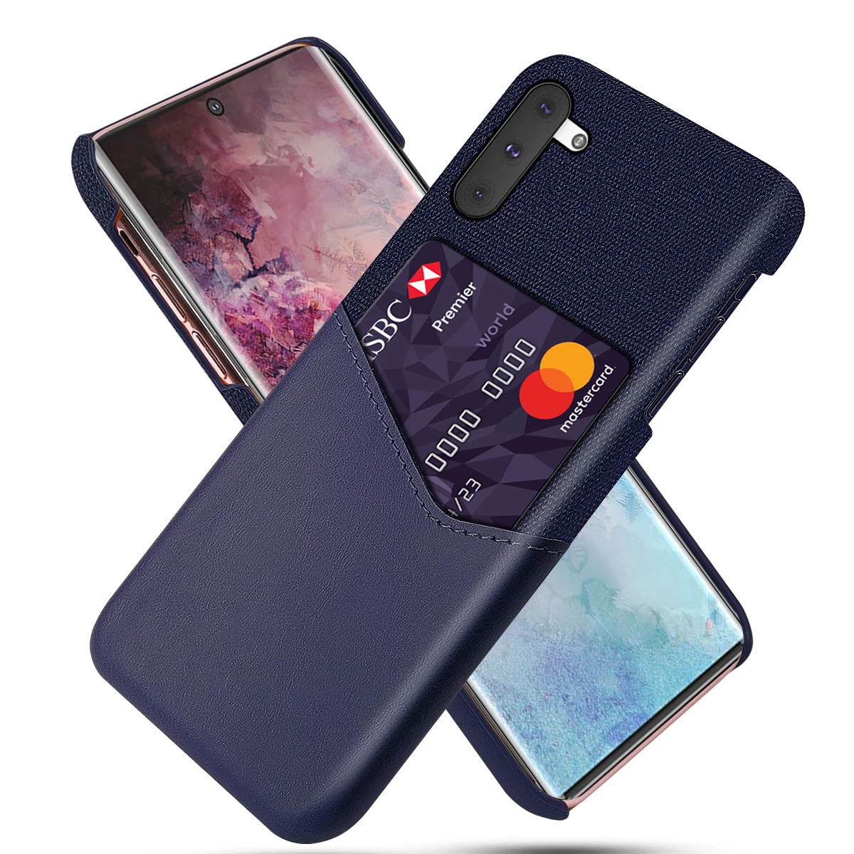 

For Samsung Galaxy Note 10 Note 10 Plus Case PU Leather Splicing Card Holder Fabric Hard PC Cover For Samsung Note 10 Case Slim