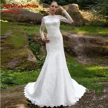 elegant beach long wedding dresses 2017 custom made appliques lace backless long sleeves women bridal gown for party