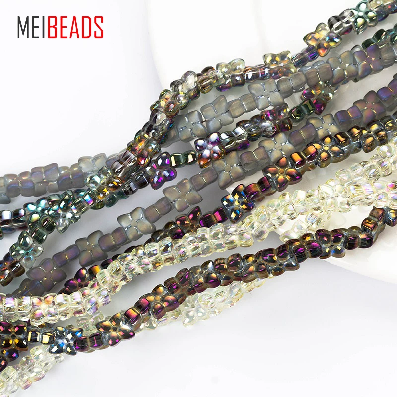 Разноцветные стеклянные бусины с ромбовидным цветком MEIBEADS аксессуары для