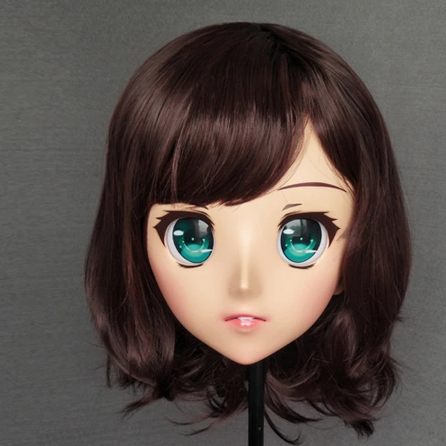 

(Orange-02)Female Sweet Girl Resin Half Head Kigurumi Cartoon Mask Cosplay Japanese Anime Role Lolita Mask Crossdress Doll Mask