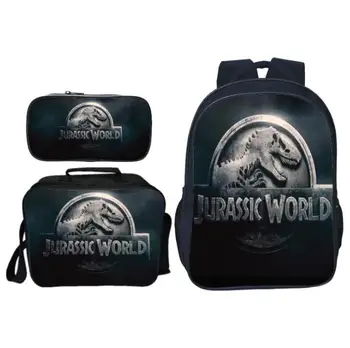 

3Pcs/Set Popular Fashion Animal Printing Jurassic World Children School Bags Dinosaur Boys Backpack for Kids Schoolbag for Girls