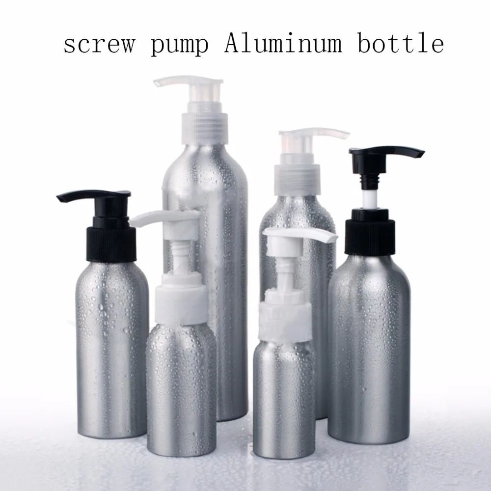 

10pcs 30ml 50ml 100ml 120ml 150ml 250ml Aluminum Lotion Pump Bottle Refillable Empty Shampoo Bottles Metal Cosmetic Containers