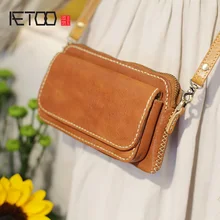 AETOO Leather-style handbag, women's mini stiletto bag, summer set-up one-shoulder bag, envelope dual-use retro small square bag
