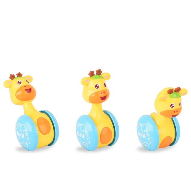 Novelty Funny Fawn Baby Rattles Nodding Tumbler Toy 0-12 Months Music Roly-poly Educational Xmas Gifts 5