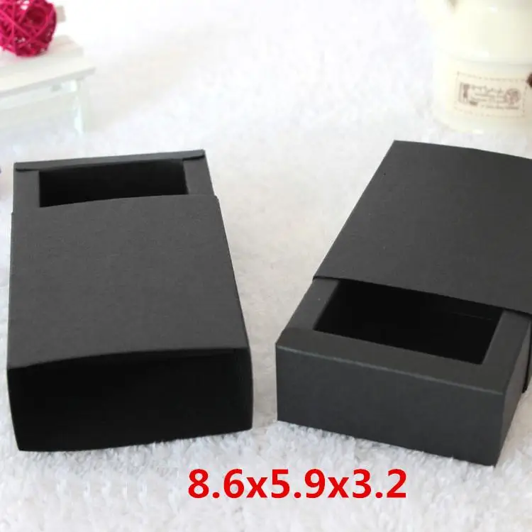 

20pcs/lot-8.6*5.9*3.2cm Black Paper Drawer Box Retail Cosmetic Handmade Soap Gift Box Packaging Boxes DIY Craft Packaging Box