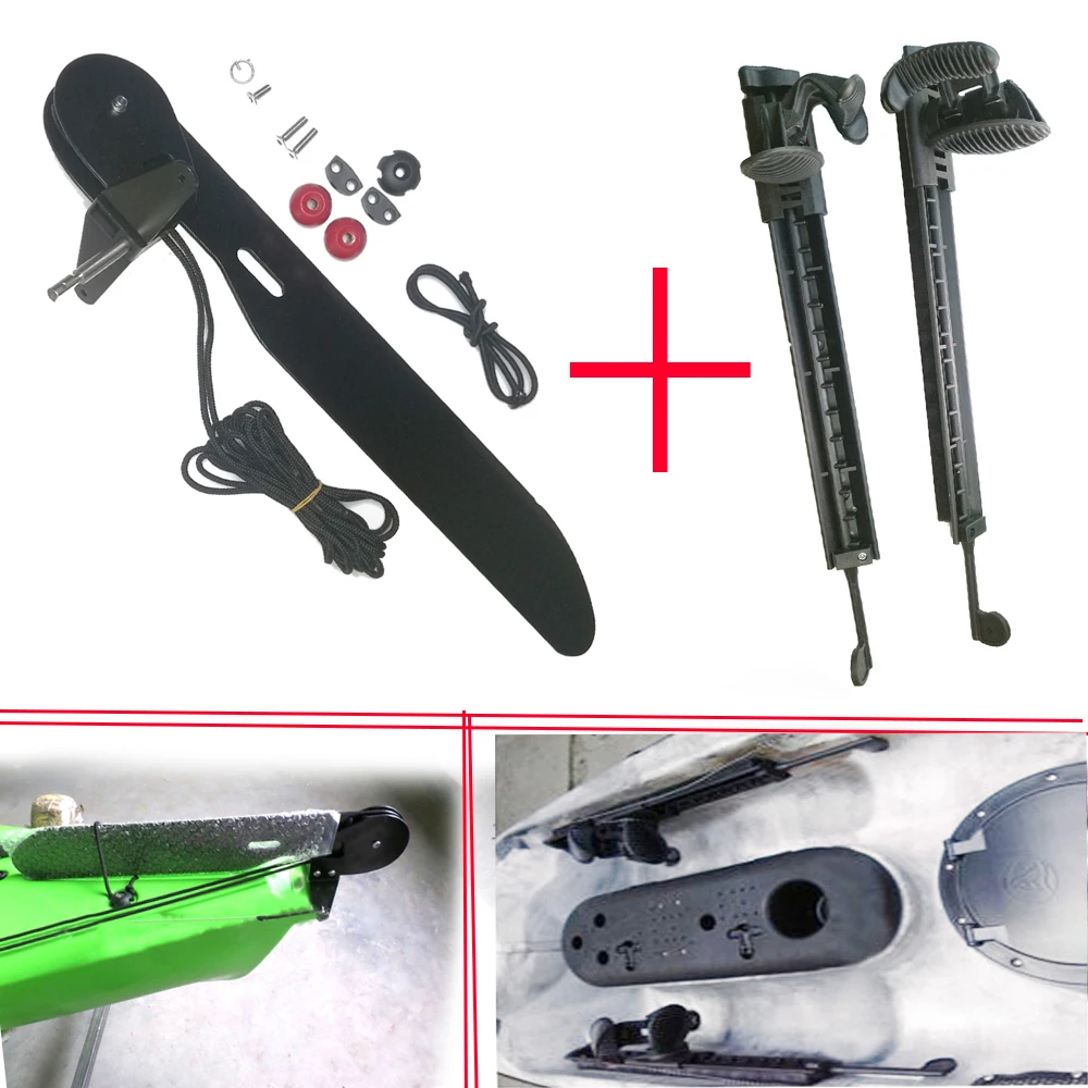 

Alloy Canoe Kayak Rudder Foot Braces Pedal Pegs Toe Pilot Controlling Steering System Kit