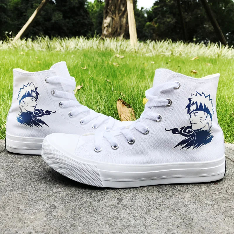 

Wen Design White Canvas Athletic Shoes for Men Anime Uzumaki Naruto Black High Top Women Sneakers Skateboarding Outdoor