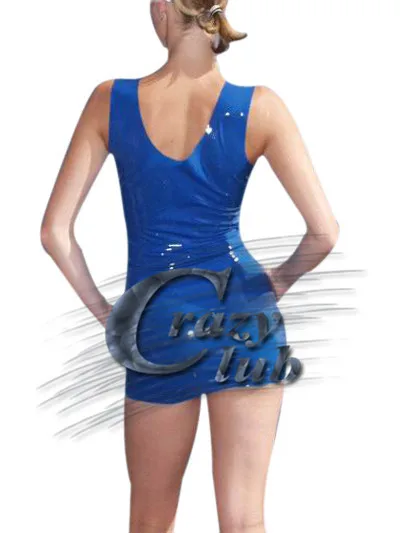 2015New ручной работы, эротические сексуальные костюмы сексуальное Для женщин синий монохромный латекс мини-юбка латекс индивидуальные Фетиш Быстрая