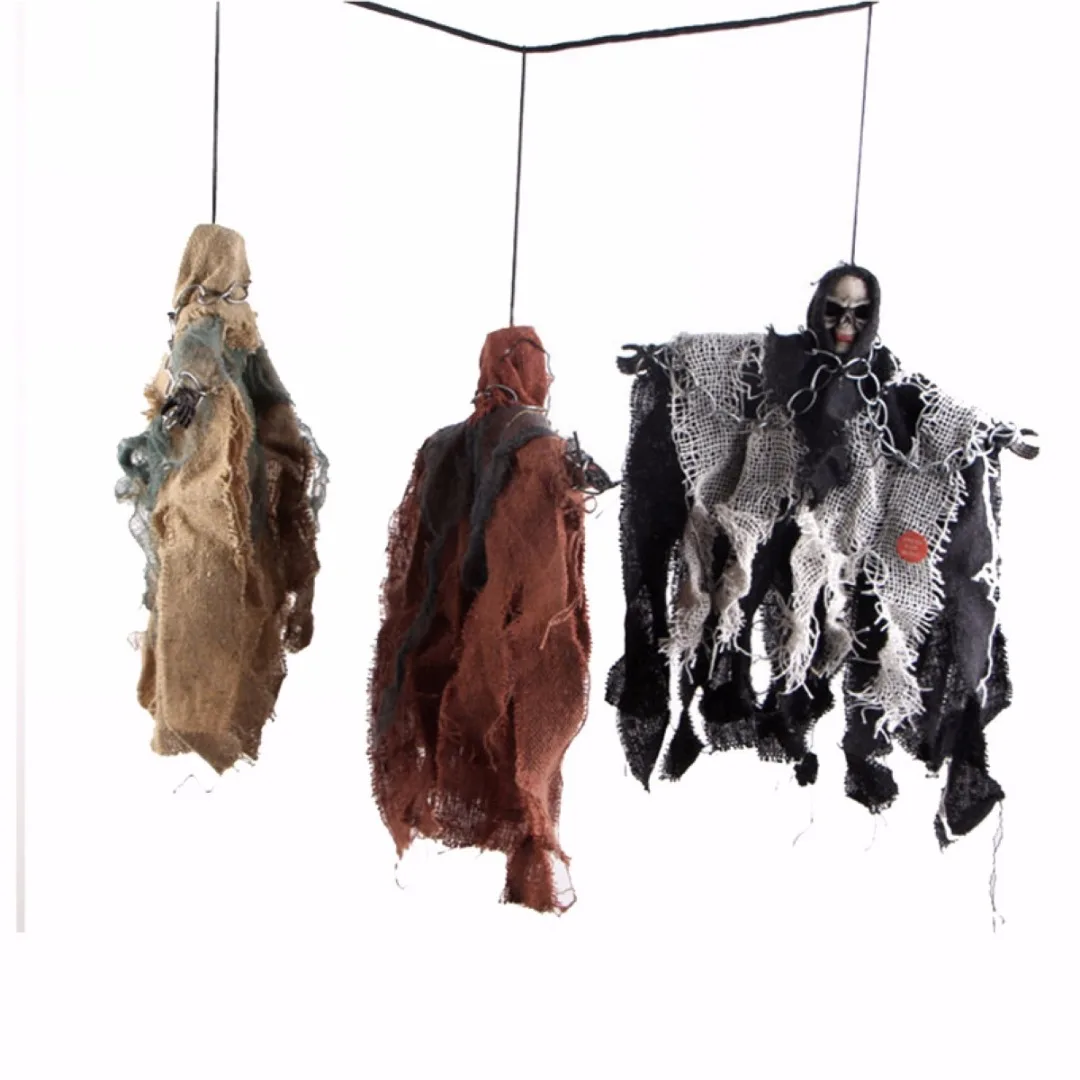 JX-LCLYL Halloween Party Bar Prop Decoration Voice Activated Hanging Skull Skeleton Ghost