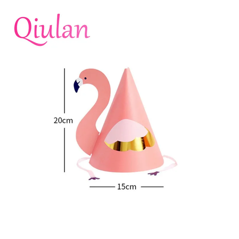 2pcs Flamingo Theme Mini Paper Caps Birthday Party for kids  Baby Shower Party Hats Boy Girl First Travel photo decoration 7D (10)