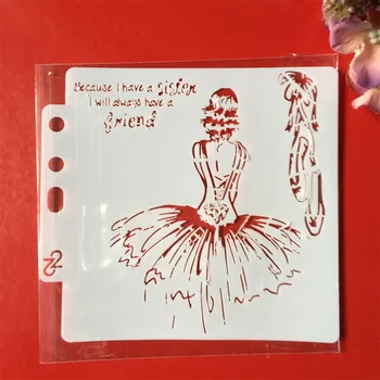 

1Pcs 5.1" Girl Sister DIY Layering Stencils Wall Painting Scrapbook Coloring Embossing Album Decorative Paper Card Template