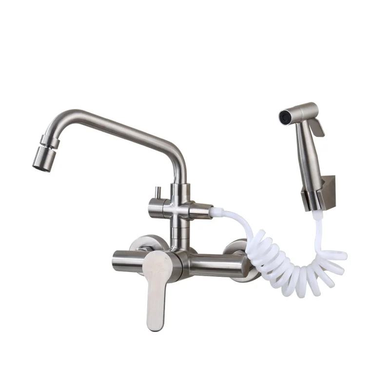 In wall kitchen 304 stainless steel hot and cold faucet Multi function