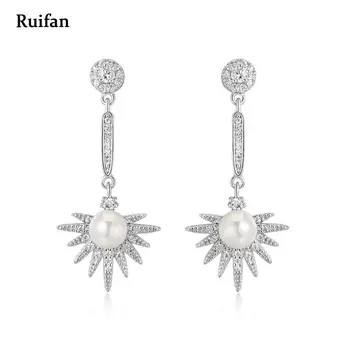 

Clearance Sale Elegant Natural Pearls 100% 925 Sterling Silver Drop Earrings for Women Cubic Zircon Christmas Jewelry YEA014
