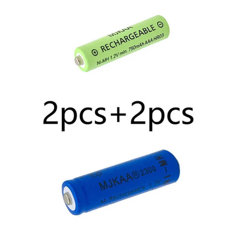 2/4/8/10/16/20 штук синий AA 2300 мАч металл-гидридных или никель Перезаряжаемые батареи+ 2/4/8/10/16/20 штук AAA 750 мА/ч, Перезаряжаемые батареи - Цвет: 2pcs and 2pcs