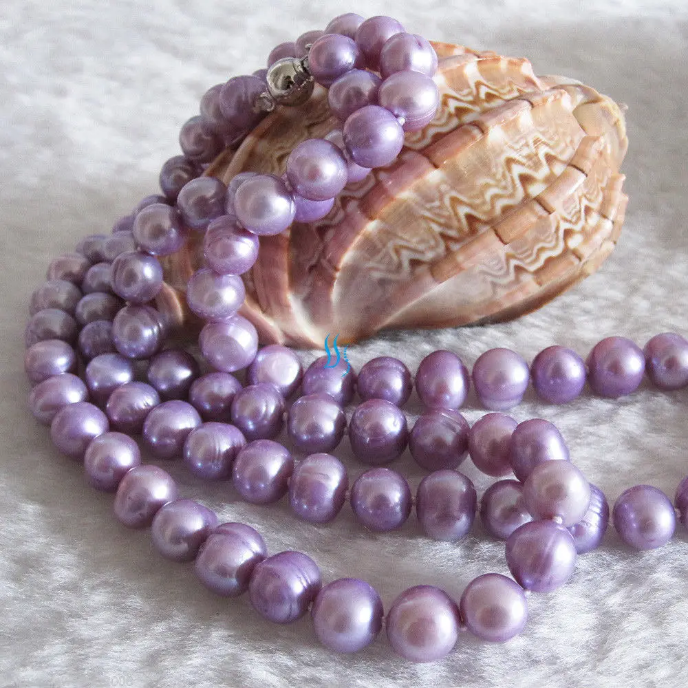 

N1451 33"Purple Freshwater Pearl Necklace Strand Jewelry % Discount AAA