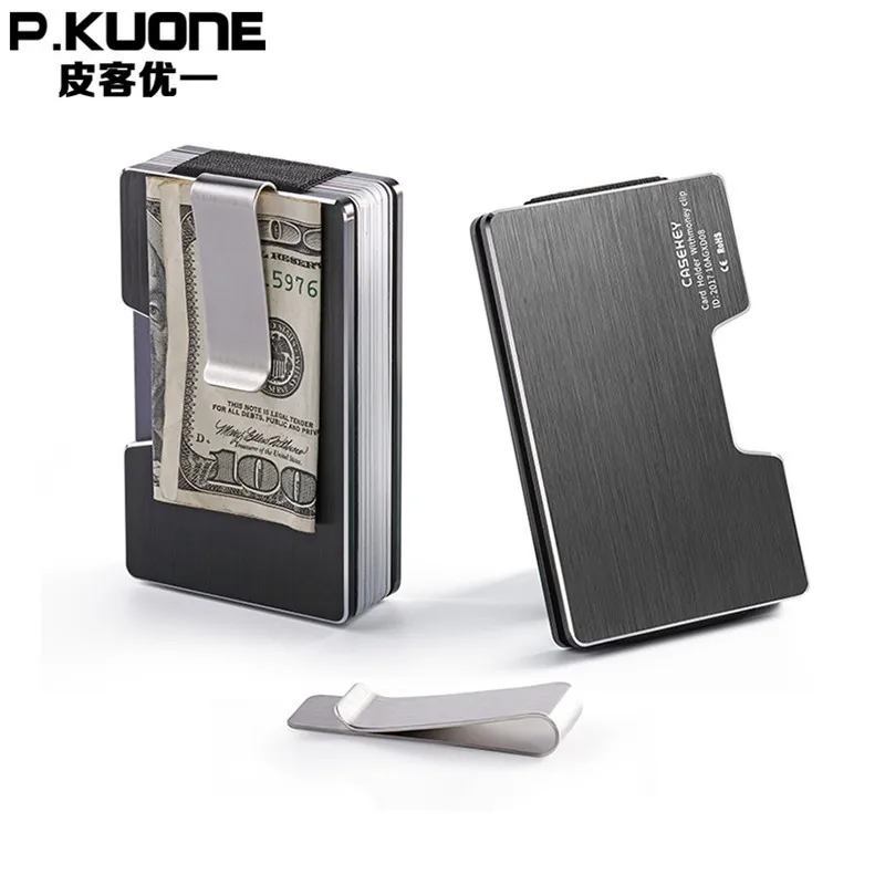 

P.KUONE Design Slim Metal Business Credit Card Holder Anti-chief Travel Mini Wallet Man RFID Wallet Money Purse Birthday Gift