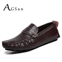 AGSan/мужская кожаная повседневная обувь больших размеров мужские белые дышащие Лоферы для вождения 11 10,5 10 hombre zapatos мокасины ручной работы