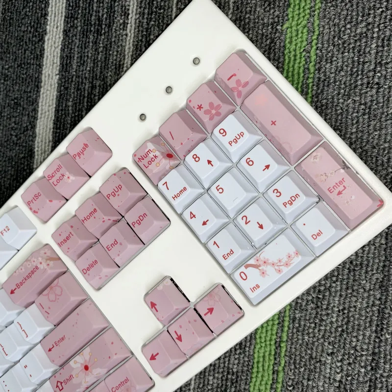 Cherry Blossom Keycaps полный набор механических клавишных колпачков PBT 5 для сублимации лица Keycap для всех Sakura Keycap Set