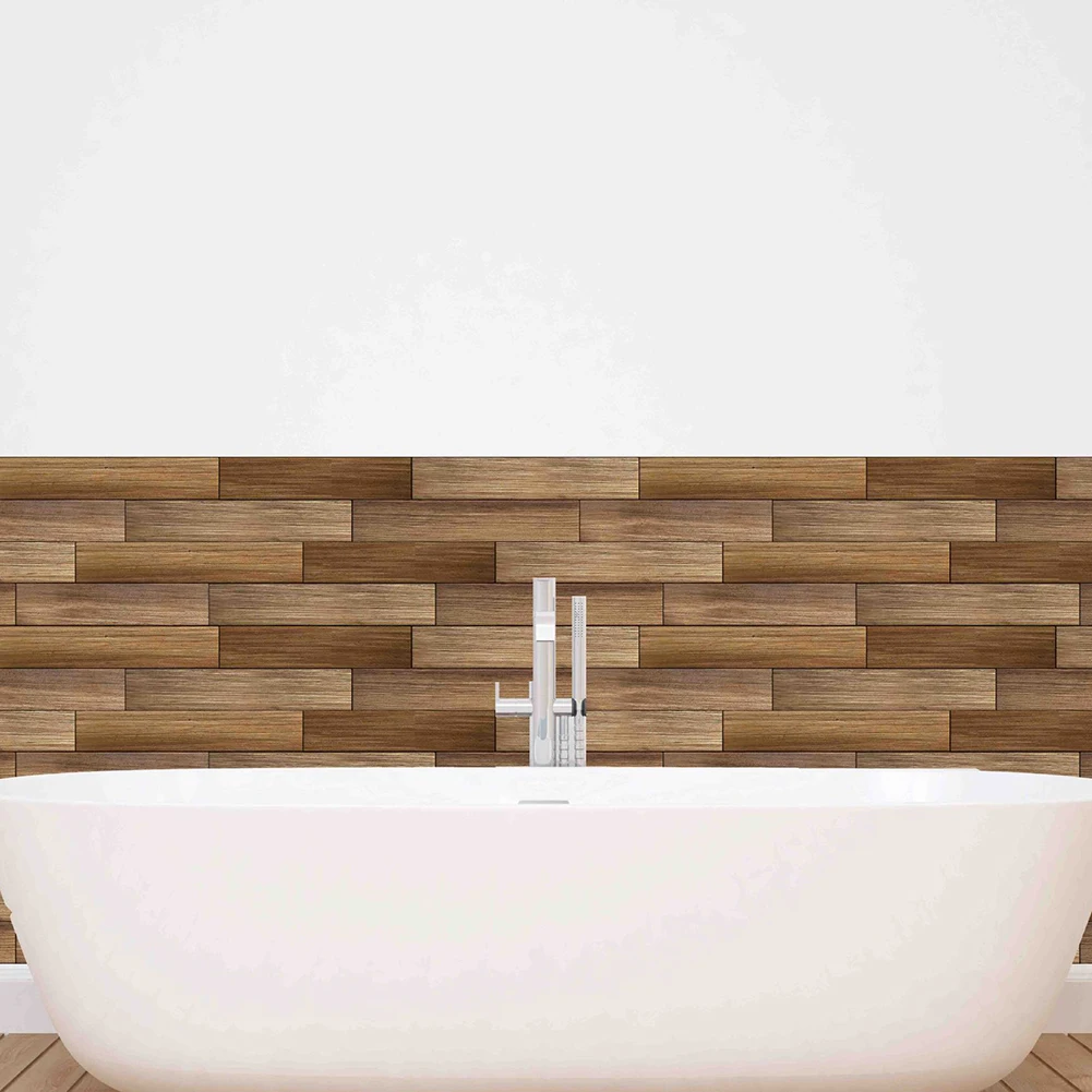 DIY Removable Waterproof PVC Sticker Wood Grain Bathroom Kitchen Wall Stickers Decor Set