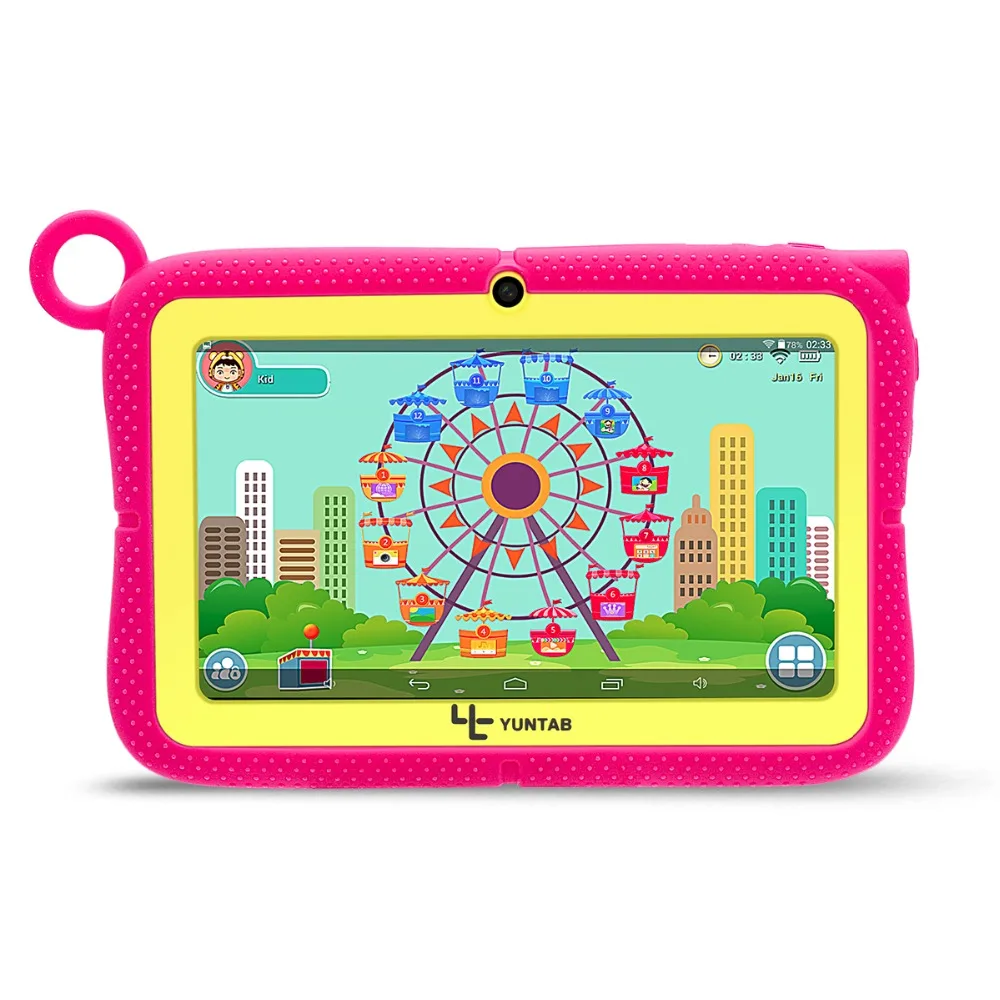 

YUNTAB 7" Q88R iWawa Kids Tablet PC with Parental Control Software - iWawa for Learning with Chic stand Case (rose red)