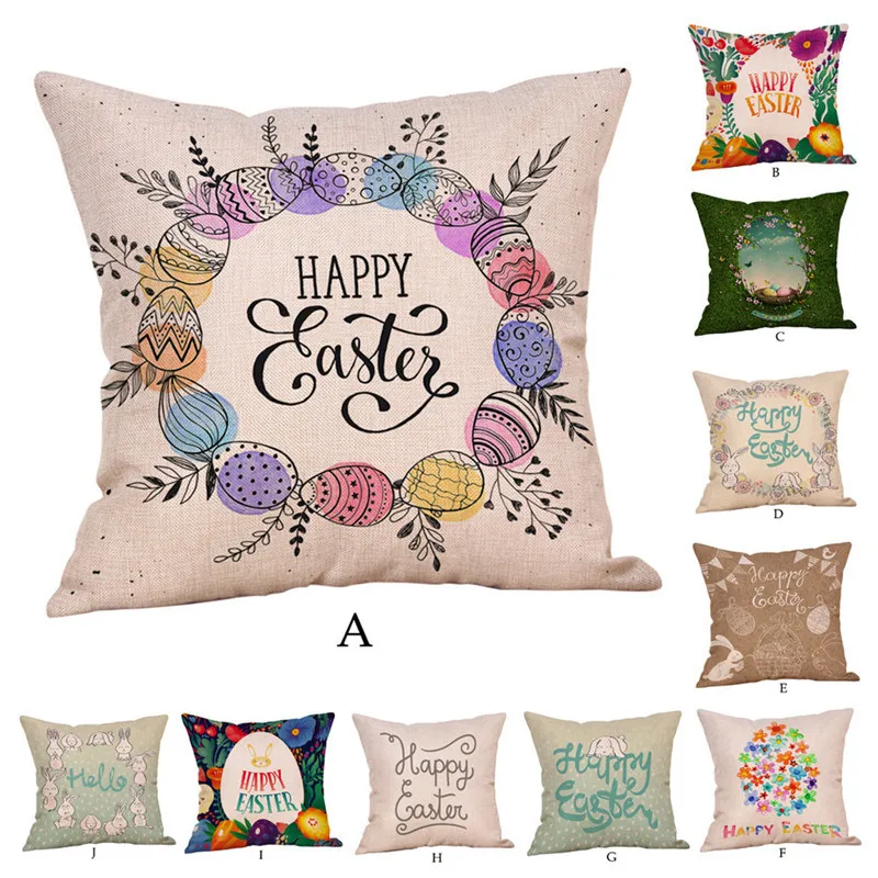 ISHOWTIENDA 1PC Cute Rabbit Cushion Cover Happy Easter Home Throw